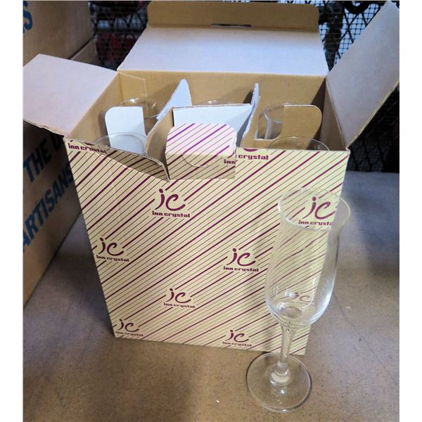 Qty 7 Boxes JC Inn Crystal Champagne Glasses (6 per box)