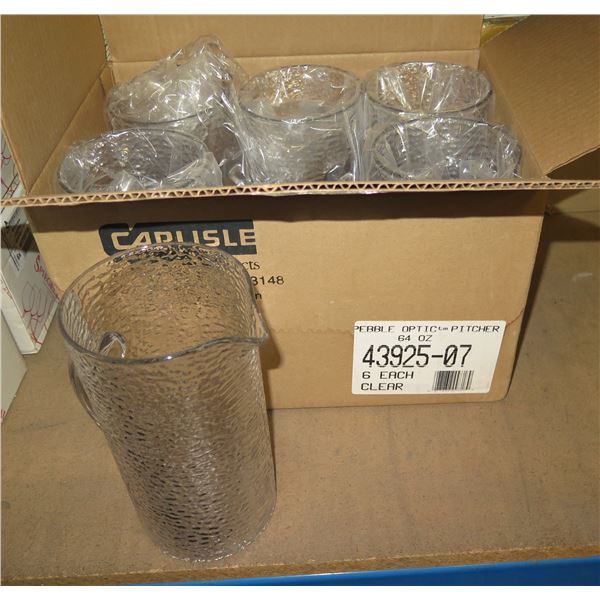 Qty 2 Boxes Pebbled Glass Pitchers (6 per box)
