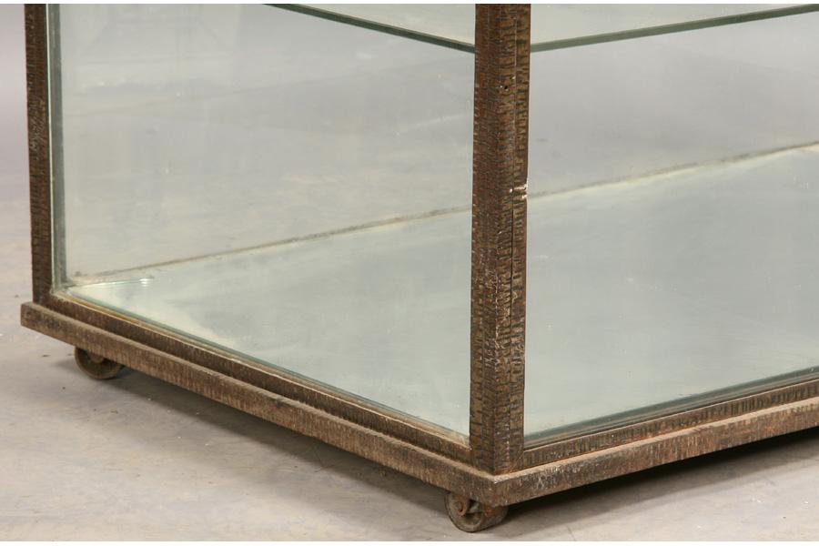 ANTIQUE WROUGHT IRON DISPLAY CASE SHELVES