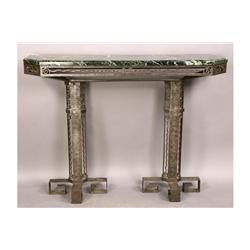 VINTAGE FRENCH ART DECO IRON MARBLE CONSOLE TABLE