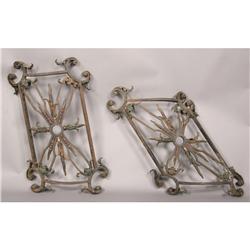 PAIR CURVED WROUGHT IRON BALUSTRADE
