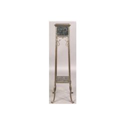 FRENCH WROUGHT IRON MARBLE PEDESTAL STAND