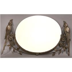 FRENCH ART DECO WROUGHT IRON MIRROR BIRD