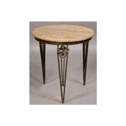 FRENCH ART DECO WROUGHT IRON MARBLE TOP TABLE