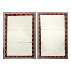 PAIR OF MIRRORS ORANGE BROWN STRIPED FRAMES