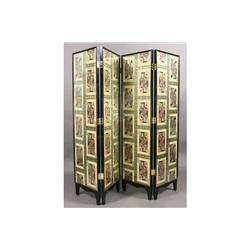 PAIR 4 PANEL SCREENS GILT EBONIZED DIVIDER