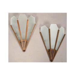 SET 4 ART DECO WALL SCONCES COPPER IRON FAN FRAME