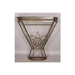 ART DECO FER FORGE IRON MARBLE TOP CONSOLE