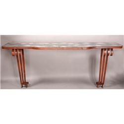 ART DECO IRON MIRROR ANTIQUE CONSOLE TABLE+