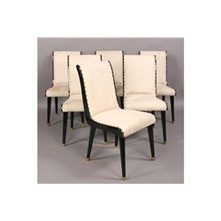 SET 6 ART DECO STYLE EBONIZED DINING CHAIRS