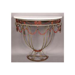 ART DECO STYLE IRON HALF ROUND CONSOLE