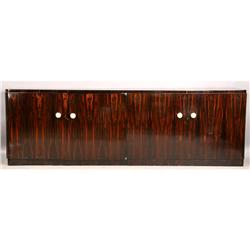 ART DECO SIDEBOARD BLACK GLASS MACASSAR DOORS