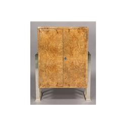 Art Deco burled walnut side cabinet/bar