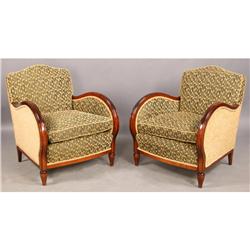 PAIR ART DECO CLUB CHAIRS LOOSE CUSHION SEAT
