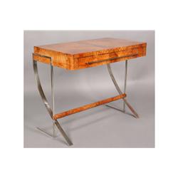 ART DECO BURLED WALNUT WRITING DESK BOOK MATCHED