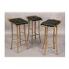 Image 1 : SET 3 BRONZE BAR STOOLS TUFTED UPHOLSTERED SEATS