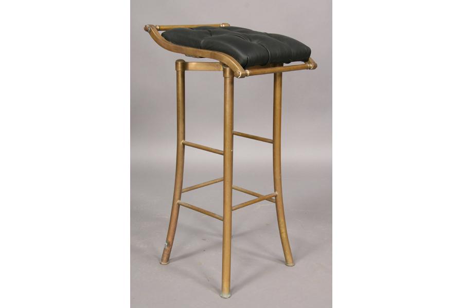 SET 3 BRONZE BAR STOOLS TUFTED UPHOLSTERED SEATS