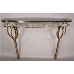 MODERN CONSOLE TABLE MARBLE TOP BRASS BASE