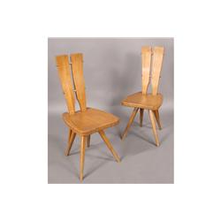 RARE PAIR CARLO MOLLINO OAK SIDE CHAIRS