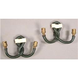 PAIR MODERN JACQUES ADNET LEATHER 2 ARM SCONCES