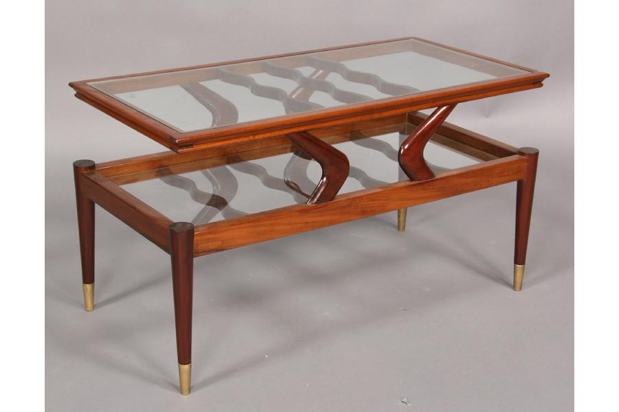 MODERN 2 TIERED COFFEE TABLE TAPERED LEGS