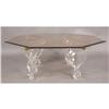 Image 1 : MODERN LUCITE GLASS TOP COFFEE TABLE WROUGHT IRON