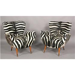 MODERN FAUX ZEBRA CLUB CHAIRS