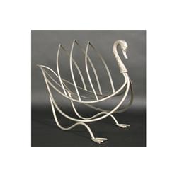 METAL JANSEN STYLE SWAN MAGAZINE RACK CAST