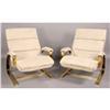 Image 1 : PAIR MODERN BRASS LOUNGE CHAIRS ULTRA SUEDE