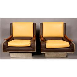 PR MODERN UPHOLSTERED WOOD LOUNGE CHAIRS