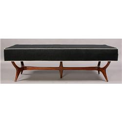 MODERN LONG BENCH UPHOLSTERED SEAT FLARING BASE