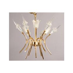 MODERN ITALIAN BRASS GLASS CHANDELIER 9 ARMS