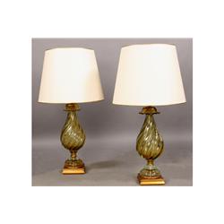 PR LG VINTAGE MURANO GLASS TABLE LAMPS 1950
