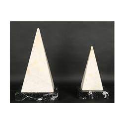 2 MODERN ALABASTER MARBLE TABLE LAMPS PYRAMIDS