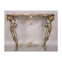 FRENCH WROUGHT IRON CONSOLE MARBLE TOP