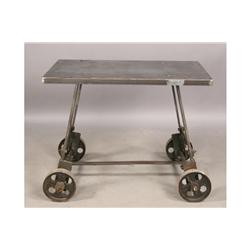 ANTIQUE INDUSTRIAL STEEL IRON TABLE WHEELS