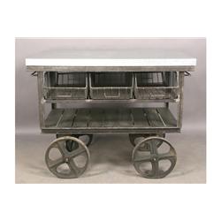 INDUSTRIAL TABLE GALVANIZED TOP 2 SHELVES