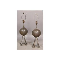 PAIR INDUSTRIAL METAL LAMPS OPEN BASES