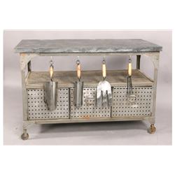 INDUSTRIAL STEEL CART SLATE TOP 3 BASKET DRAWERS