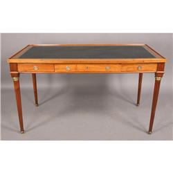 JANSEN MAHOGANY BUREAU PLAT LEATHER 3 DRAWERS