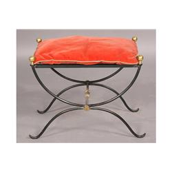 REGENCY WROUGHT IRON BENCH BRASS BALL FINIALS