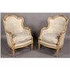 Image 1 : PAIR FRENCH CARVED PAINTED BERGERE CHAIRS