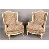 Image 1 : PAIR FRENCH CARVED PAINT DECORATED BERGERE CHAIRS