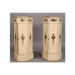 PAIR FRENCH BRONZE MOUNTED 6 SIDED PEDESTALS