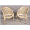 Image 1 : PAIR FRENCH BERGERE CHAIRS CARVED PAINTED
