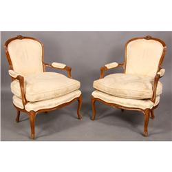 PR FRENCH L. XV STYLE ARMS CHAIRS CARVED 1960