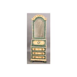 VENETIAN FAUX MARBLEIZED SECRETARY MIRRORED PANEL