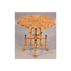 ENGLISH BAMBOO FAUX PAINTED SIDE TABLE CHINESE