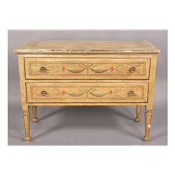 ITALIAN PAINTED COMMODE 2 DRAWERS DECORATED