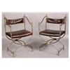 Image 1 : PAIR CONTINENTAL CAMPAIGN STEEL BRONZE CHAIRS